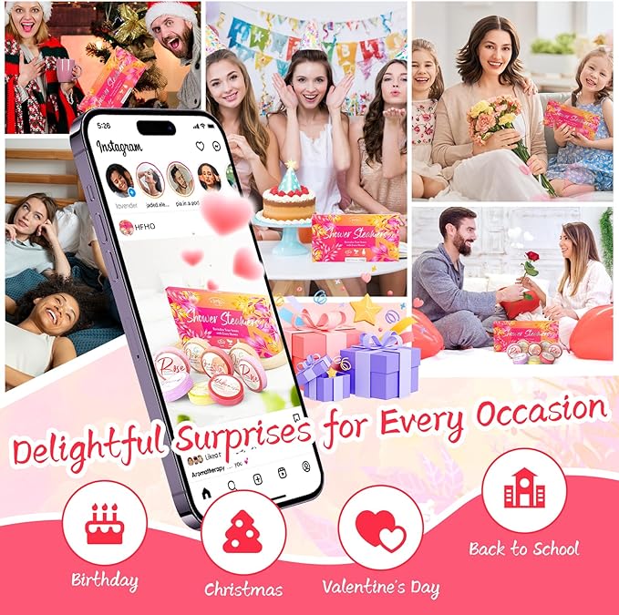 Shower Steamers Aromatherapy 8 Pack - Gifts for Women, Shower Bombs with Essential Oils, Self Care and Stress Relief Stocking Stuffers, Birthday Gifts for Women and Men. Revitalizing Blossom Style