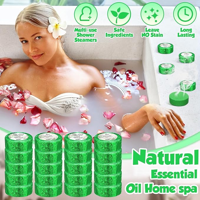 Shower Steamers Aromatherapy 50 Pack Bulk Eucalyptus Leaf Shower Steamer with Bible Verse Christian Gifts for Adults Her Mom Him Home Spa Gym Natural Essential Oil Self Care Relaxation