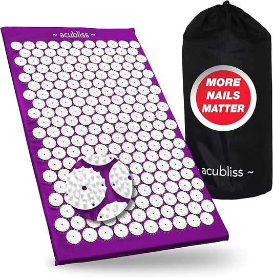 Premium Acupressure Mat, 8,358 Acupuncture Pressure Points for Back Pain Relief, Increased Energy, Relaxation with Drawstring Bag, 26x16x1", Purple