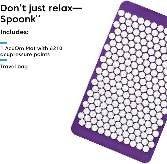 Spoonk AcuOM Acupressure Mat, Purple - Center & Calm Your Mind, Ease Muscle Stiffness & Pain - Light, Portable & Easy to Clean - Made from TPE Recycling Material - Travel Bag Included