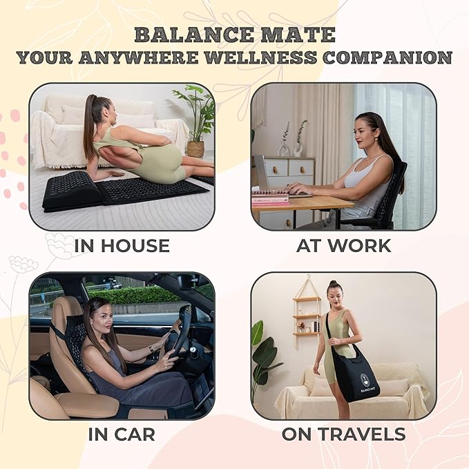 Acupressure Mat Set with 6,210 Pressure Points for Pain Relief and Relaxation Kit for Back, Neck, and Sleep – Yoga and Meditation Pillow (Deep Black)