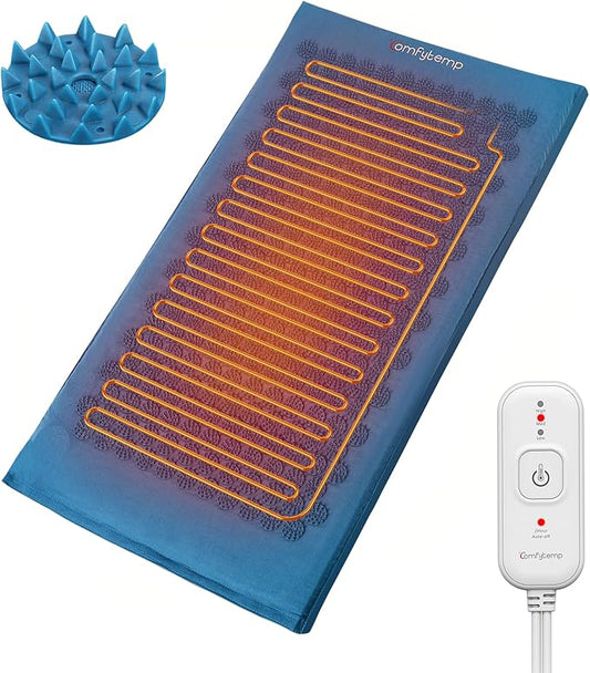 Comfytemp Heated Acupressure Mat for Back, 2 in 1 Large 17"x33" Acupuncture Massager, FSA Eligible, HSA Approve Heating Pad to Relax Leg Muscle Tension/Stress/Foot Comfort, Similar to Acupuncture