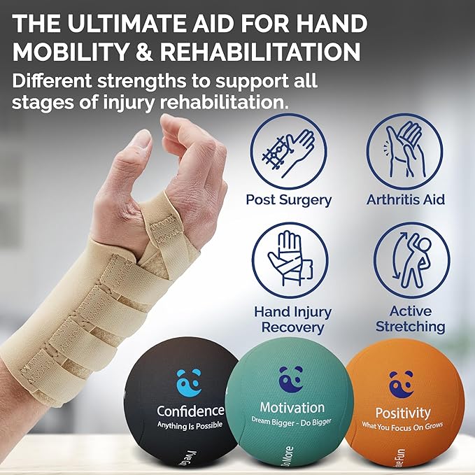 Mind & Body Stress Balls for Adults - Multi-Density Squeeze Balls for Hand Therapy & Grip Strengthening - Stress & Anxiety Relief - Soft to Triple Density Options