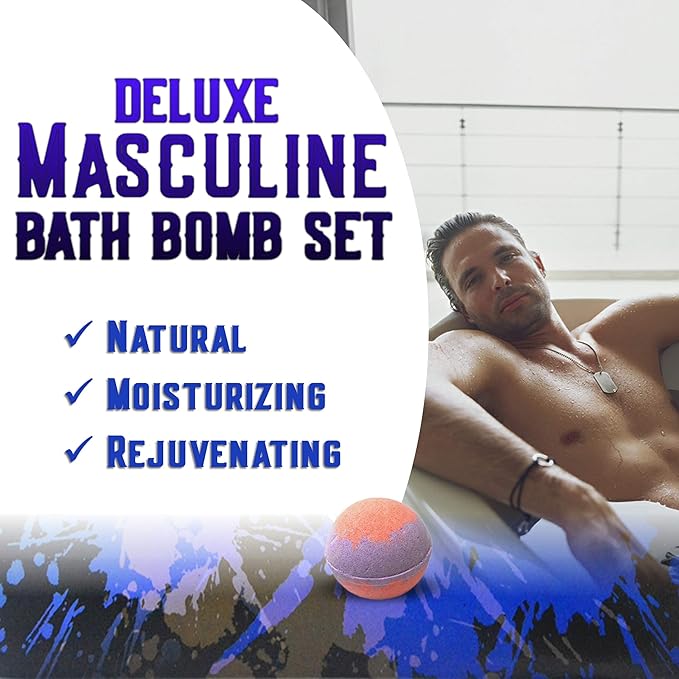 Bath Bomb Gift Sets for Men. 24 Therapeutic Aromatherapy Mens Bath Bombs. Best Gift for Dad and Fathers Day Gift Sets
