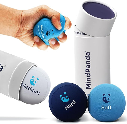 Mind & Body Stress Balls for Adults - Multi-Density Squeeze Balls for Hand Therapy & Grip Strengthening - Stress & Anxiety Relief - Soft to Triple Density Options