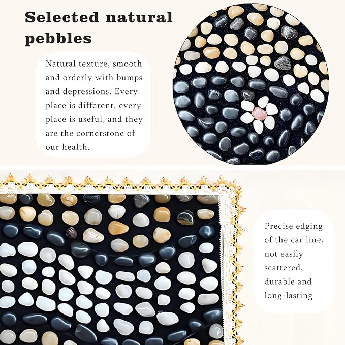 LIYAOLI Reflexology Foot Massager Mat - Acupressure Pebble Pad for Stimulating Blood Flow, Pain Relief & Relaxation for Office and Home Use (15.7" x 23.6")