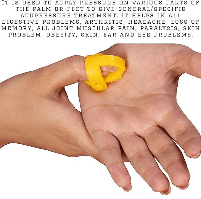 BOSKY Handmade Wooden Ancient Acupressure Spiked Hand Massager Exercise Therapy Deep Tissue Set of 2 Pcs, Sujok Ball and Rings with Reflexology Chart (AS-2)