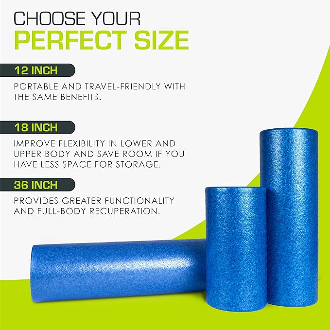 ProsourceFit High Density Foam Rollers Long, Firm Full Body Athletic Massage Tool for Back Stretching, Yoga, Pilates, Post Workout Muscle Recuperation