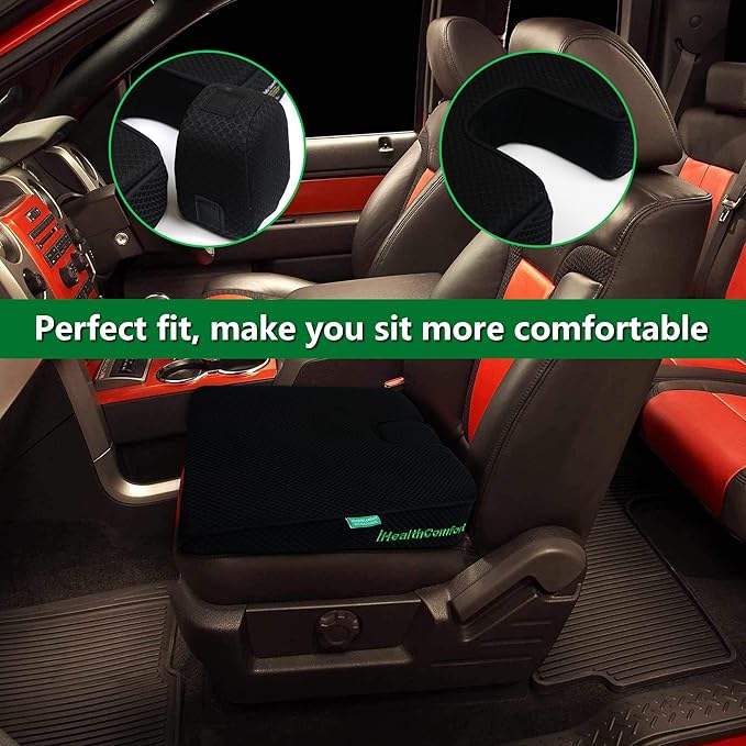 ( 16x13.7 inches Wedge Seat Cushion for Car and Truck,Portable Memory Foam Seat Cushion for Tailbone Stress Back Pain Relief