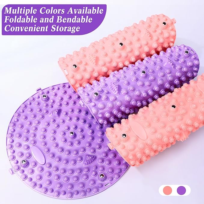 4 Pack Foot Massager Mat Foot Reflexology Pad with Magnetic Relaxation Massage Feet Pressure Point Pad Anti Fatigue Walk Stone Acupoint Mat Particle Portable Massage Tool(Purple and Pink)