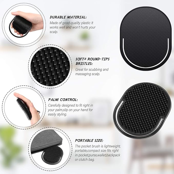 Patelai 6 Pieces Pocket Palm Combs Pocket Brush, Shampoo Brushes, Scalp Massager Hair Brush Comb for Men Travel