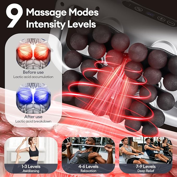 LIARTY 30 Head Massage Gun Set Massage Gun Deep Tissue: Portable 9 Levels 9 Modes - Massager for Legs Waist Neck Back Buttocks Muscles Gifts for Women Men Mom Dad