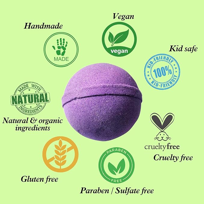 Lavender Bath Bombs Gift Set for Men & Women. 18 Individually Wrapped Bath Bombs with Organic Ingredients & Essential Oils. Relaxing Natural Bath Balls