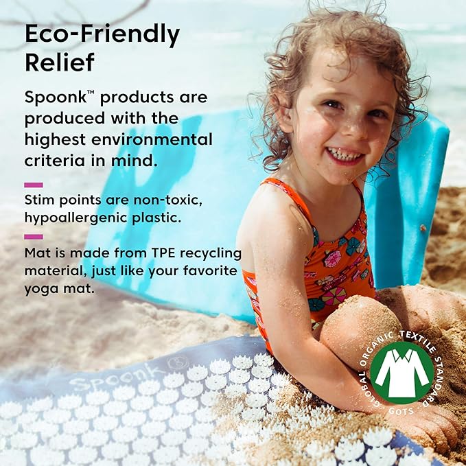 Spoonk AcuOM Acupressure Mat, Purple - Center & Calm Your Mind, Ease Muscle Stiffness & Pain - Light, Portable & Easy to Clean - Made from TPE Recycling Material - Travel Bag Included