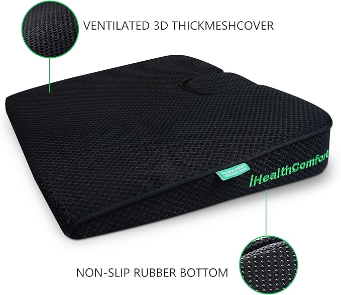 ( 16x13.7 inches Wedge Seat Cushion for Car and Truck,Portable Memory Foam Seat Cushion for Tailbone Stress Back Pain Relief
