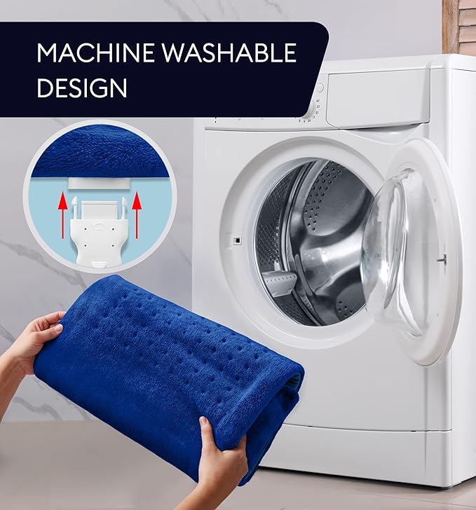 GENIANI Electric Heating Pad for Back Pain & Cramps Relief, Electric Throw, Auto Shut Off, Machine Washable, Moist Heat Pad for Neck & Shoulder