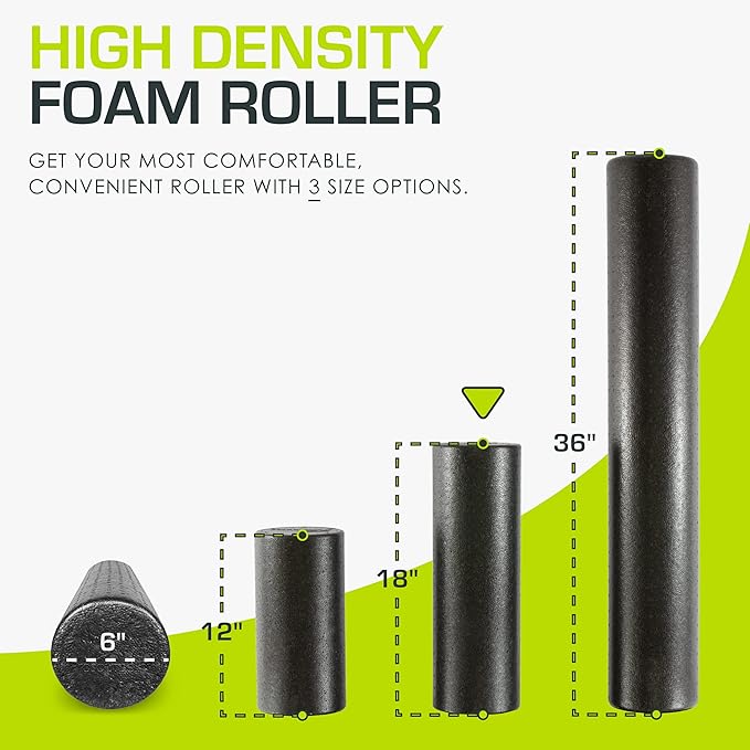ProsourceFit High Density Foam Rollers Long, Firm Full Body Athletic Massage Tool for Back Stretching, Yoga, Pilates, Post Workout Muscle Recuperation