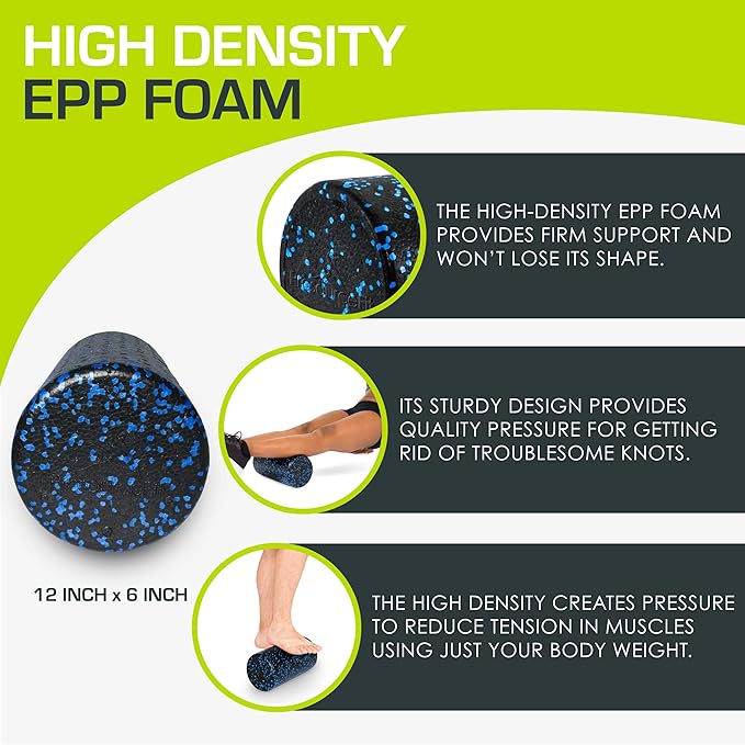 ProsourceFit High Density Foam Rollers Long, Firm Full Body Athletic Massage Tool for Back Stretching, Yoga, Pilates, Post Workout Muscle Recuperation