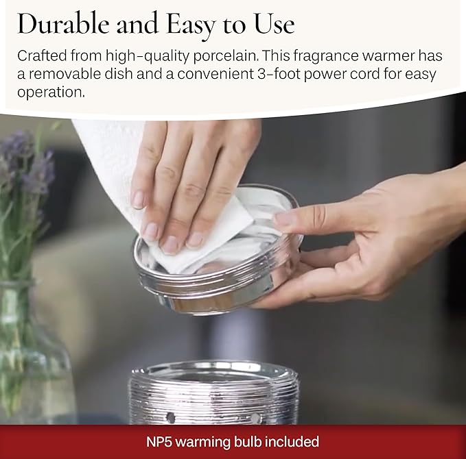 Candle Warmers ETC. Illumination Fragrance Warmer- Light-Up Warmer for Warming Scented Candle Wax Melts and Tarts or to Freshen Room, White Harmony