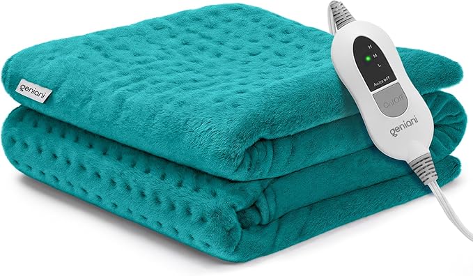 GENIANI Electric Heating Pad for Back Pain & Cramps Relief, Electric Throw, Auto Shut Off, Machine Washable, Moist Heat Pad for Neck & Shoulder - Valentines Day Gifts for Her, 12x24 Viridian Green