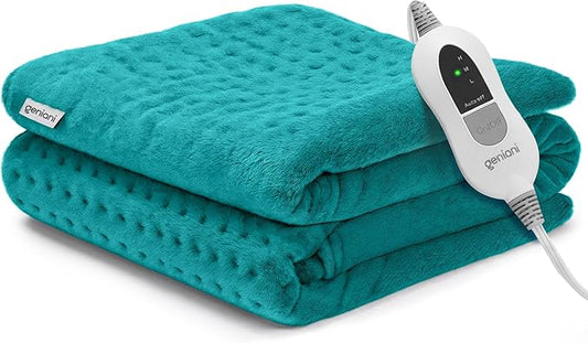 GENIANI Electric Heating Pad for Back Pain & Cramps Relief, Electric Throw, Auto Shut Off, Machine Washable, Moist Heat Pad for Neck & Shoulder - Valentines Day Gifts for Her, 12x24 Viridian Green