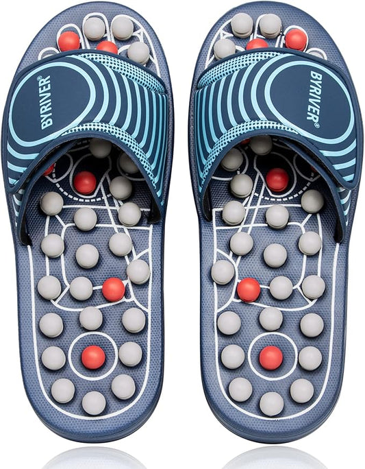 BYRIVER Reflexology Foot Massager Tools, Acupuncture Massage Slippers Shoes Sandals Mat, Stress Plantar Fasciitis Relief Gifts for Men Women, Relieve Heel Arch Arthritis Neuropathy Pain (05M)