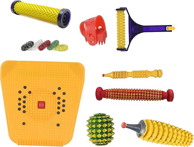 Acupressure Wooden Foot Roller Magnetic Stress Mat Combo Kit (Set of 9)