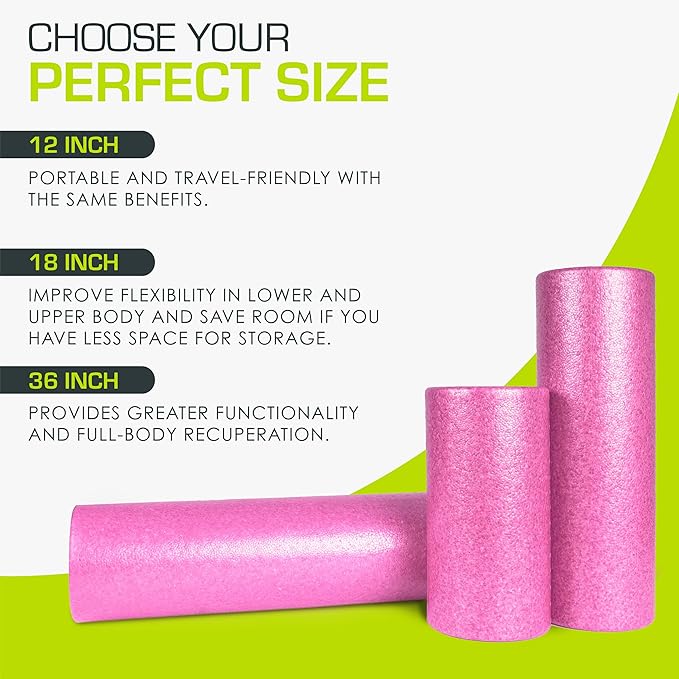 ProsourceFit High Density Foam Rollers Long, Firm Full Body Athletic Massage Tool for Back Stretching, Yoga, Pilates, Post Workout Muscle Recuperation