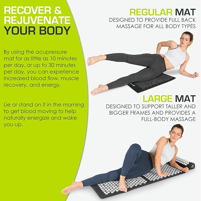 ProsourceFit Acupressure Mat and Pillow Set for Back/Neck Pain Relief and Muscle Relaxation