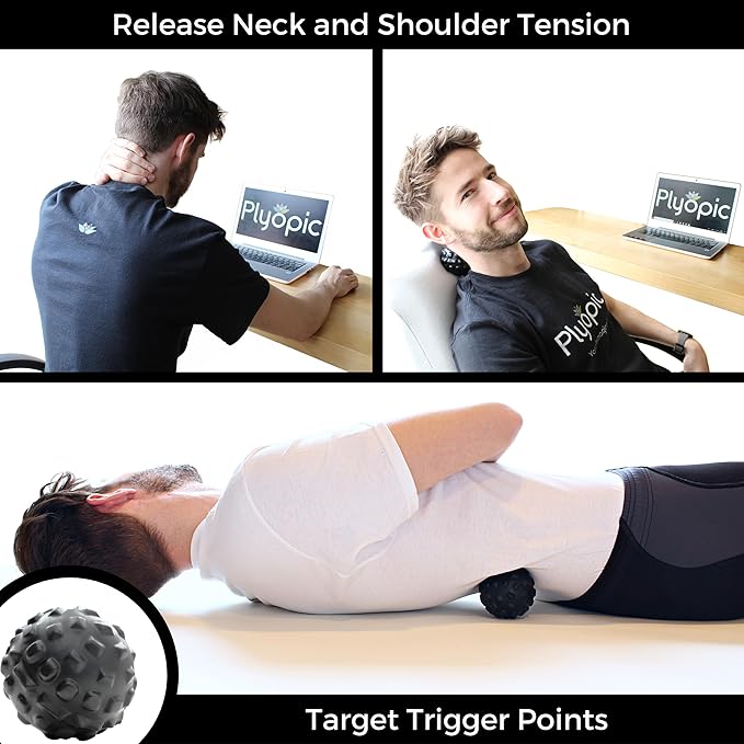 Plyopic. Massage Ball Set – for Deep Tissue Muscle Massage, Myofascial Release, Trigger Points, Mobility, Plantar Fasciitis - Eliminate Muscle Tension & Tightness in Your Back Neck Foot