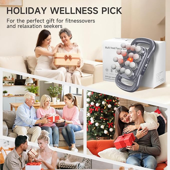 16-Head Massage Gun, Deep Tissue Massager with 9 Modes & Levels, Quiet Muscle Massage Gun for Back, Shoulders, Legs, Foot, Body Muscle Pain Relief, Dark Grey