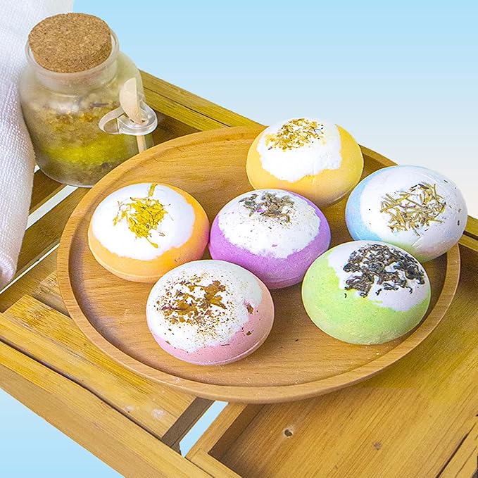 BomCot Bath Bomb Gift Set, 100g Natural Plant Essential Oil Aromatherapy Steaming Bath Bombs, Soothing and Moisturizing Bath Bombs, Perfect SPA Gift for Her/Him, Mother, Wife, or Girlfriend.