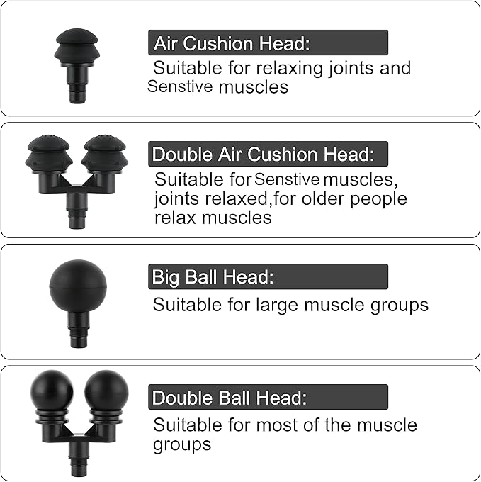 Massager Heads Massage Gun Soft Heads Replacement 4 Pack Massage Gun Adapter Double Head Attachment