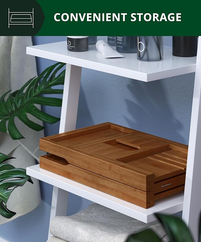 ROYAL CRAFT WOOD Premium Foldable Bathtub Tray Caddy - Wood Bath Tray for Tub, Bamboo Shelf, Expandable Bath Table Trays, Bathtub & Bathroom Accessories for New Home & Mothers, Birthday Gifts for Mom