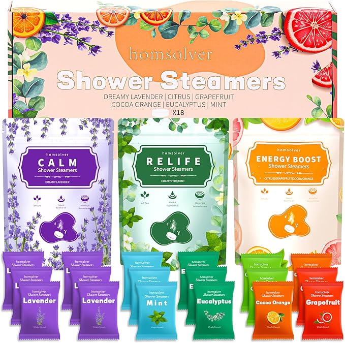 Shower Steamers Aromatherapy 18 Pack Gifts for Women Essential Oils, Christmas Birthday Gifts for Women, Stocking Stuffers, Luxury Self Care Relief Relax Bulk Christmas Stocking Stuffers