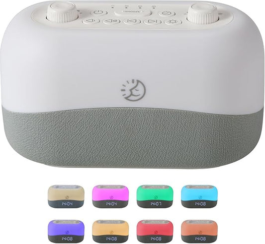 White Noise Machine with 29 Sounds + 16 Colors – Digital Alarm Clock & Amber Night Light for Blue Light Blocking, Gentle Wake Alarm, Sleep Timer & Memory Function for Adults & Kids