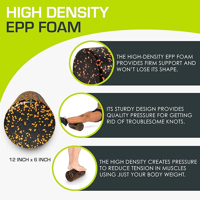 ProsourceFit High Density Foam Rollers Long, Firm Full Body Athletic Massage Tool for Back Stretching, Yoga, Pilates, Post Workout Muscle Recuperation