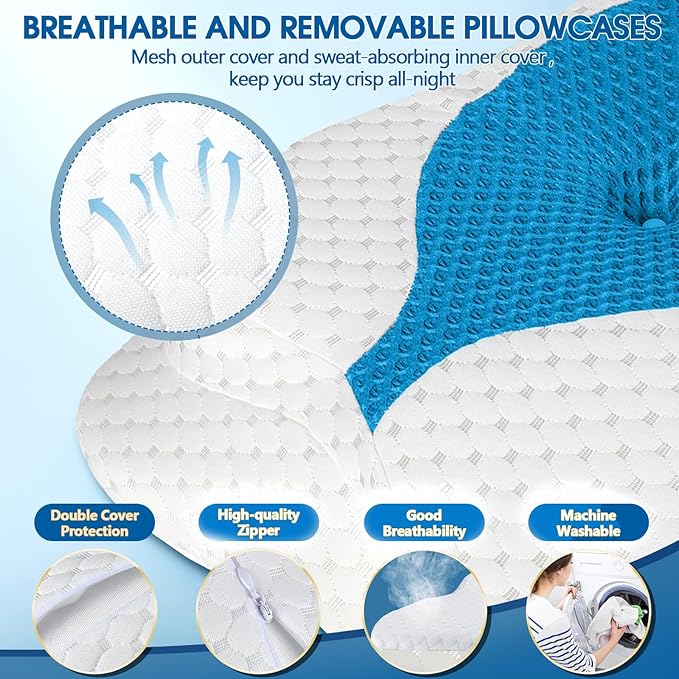 Memory Foam Pillows, Cervical Pillow for Neck and Shoulder Pain Relief, Ergonomic Contour Bed Pillow, Soft for Side Sleep Stomach Sleeping and Back Sleeper