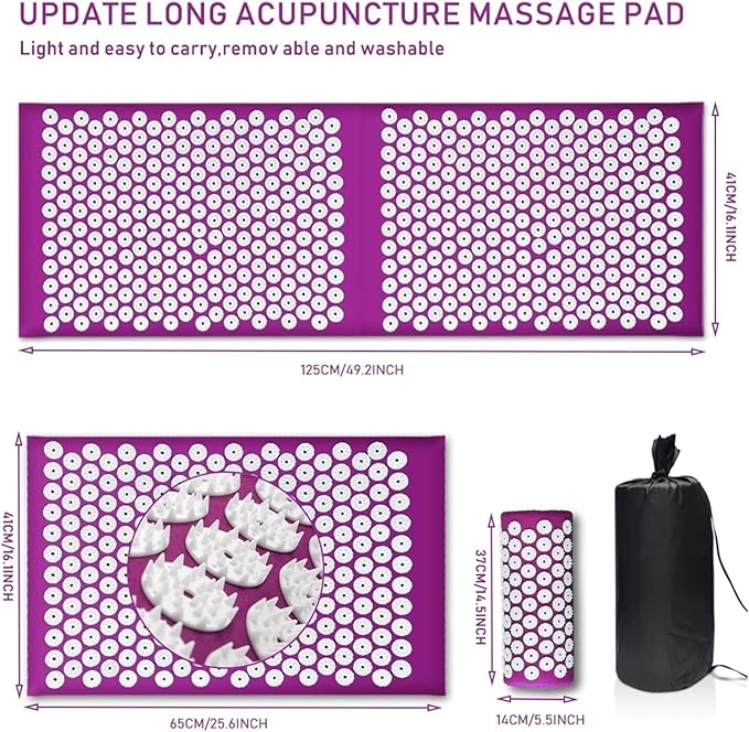 Upgrade Long Nonslip Acupressure Cushion Sensi Massage Mat Kuznetsov's applicator Relieve Back Pain Foot Massager Fitness Pilate(Update Acupuncture2)