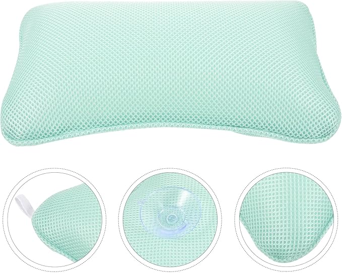 NOLITOY Bath Pillow for Tub with 3D Mesh and Suction Cups, Washable Bathroom Spa Headrest Cushion for Bathtub Relaxation and Sauna Use, Comfortable Support for Home and Hotel Random Color