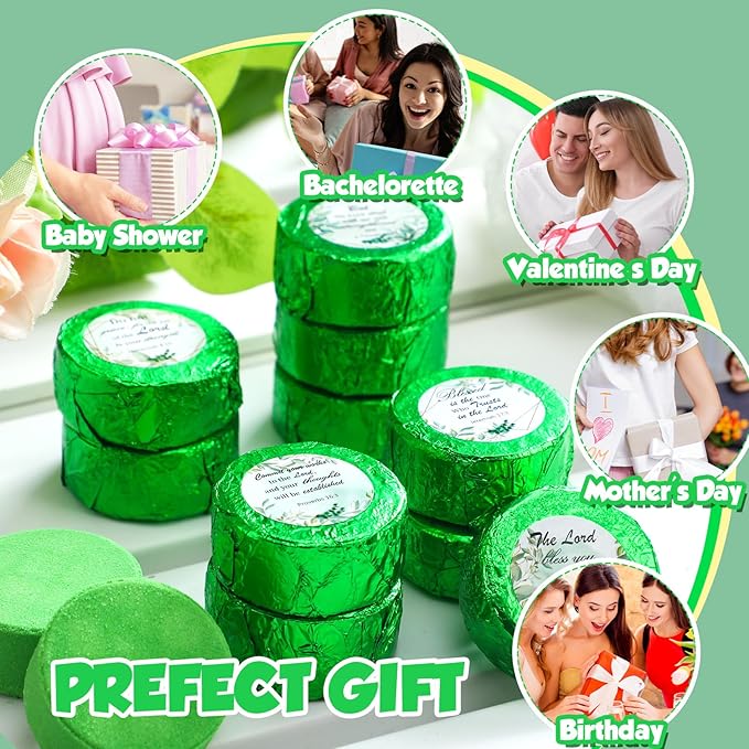 Shower Steamers Aromatherapy 50 Pack Bulk Eucalyptus Leaf Shower Steamer with Bible Verse Christian Gifts for Adults Her Mom Him Home Spa Gym Natural Essential Oil Self Care Relaxation