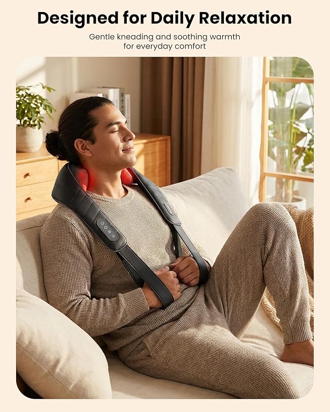 COMFIER Cordless Neck Massager with Heat, 4D Kneading Shiatsu Neck and Shoulder Massager Deep Tissue, Hands-Free Straps, FSA Eligible HSA, Mothers Day Gifts for Mom Women