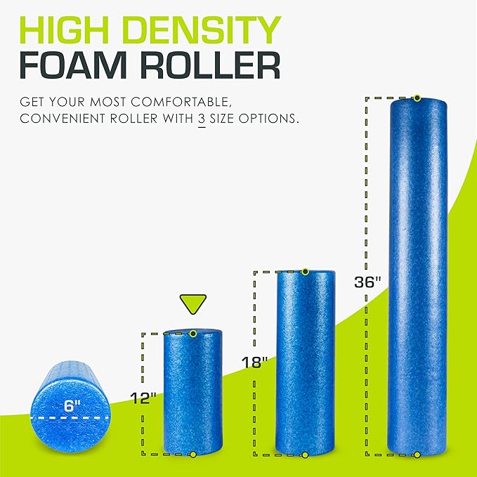 ProsourceFit High Density Foam Rollers Long, Firm Full Body Athletic Massage Tool for Back Stretching, Yoga, Pilates, Post Workout Muscle Recuperation