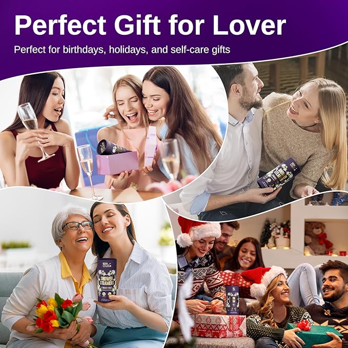 W&E Choice Shower Steamers Aromatherapy 8 Counts, Christmas Gifts for Women, Shower Bombs with Natural Essential Oils for Daily Relaxation & Stress Relief, Birthday Gifts for Wife, Mom