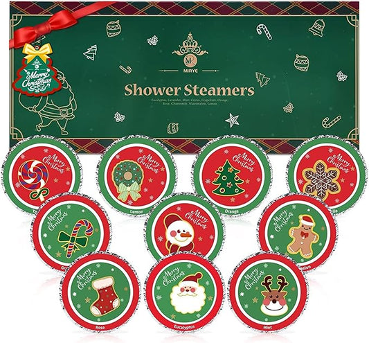 10 Pcs Shower Steamers Aromatherapy, Christmas Gifts Birthday Gifts White Elephant Shower Bombs with Essential Oils Relaxation Home SPA, Self Care Christmas Stocking Stuffers for Women Men