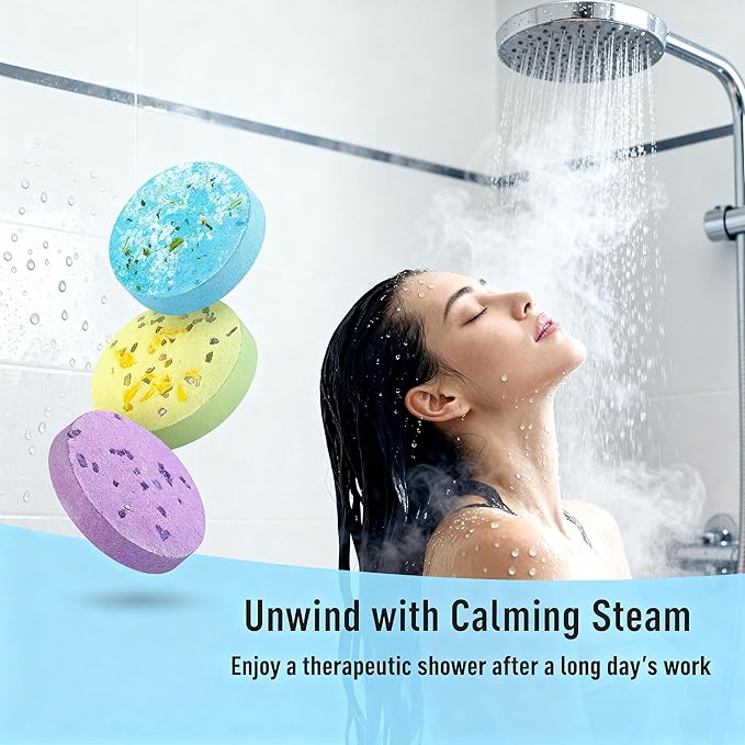 Shower Steamers Aromatherapy Bath Bombs, Tablets with Pure Essential Oils, 8 Sweet Sensual Scents, Idea Gifts Set for Stress Relief, Ideal Valentines Gift 8 Packs