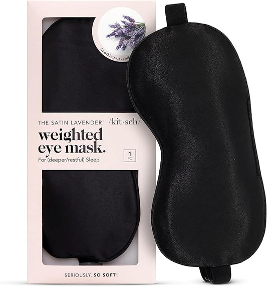 Kitsch Weighted Satin Sleep Mask - Weighted Eye Masks for Sleep and Travel - Lavender Ultra-Soft Sleeping Eye Mask for Women and Men - Light Blocking, Adjustable Strap, (4.1oz/116g)