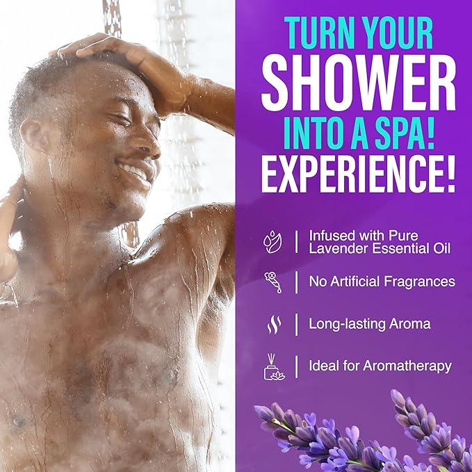 GuruNanda Lavender Vapor Shower Tablets, Clean-Dissolving Aromatherapy Shower Steamers with Lavender & Menthol, Soothes & Promotes Relaxation, Ideal for Gifting, 15 Count