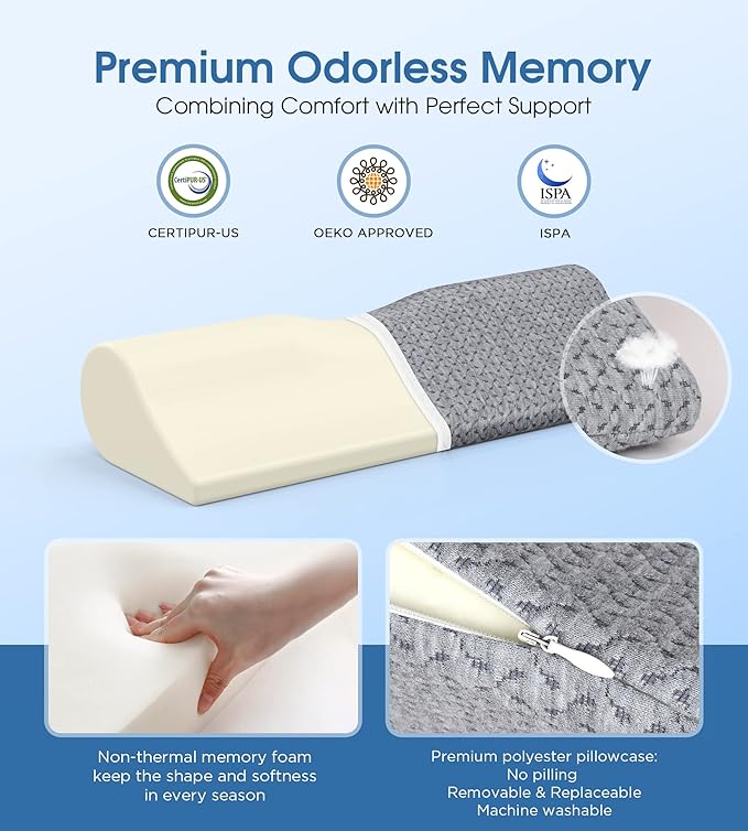 Demelon Cervical Neck Pillows for Pain Relief Sleeping, High-Density Memory Foam Pillow Neck for Bolster Support and Shoulder Relaxer, Decompression Devices Orthopedic Roll Pillow for Bed Office