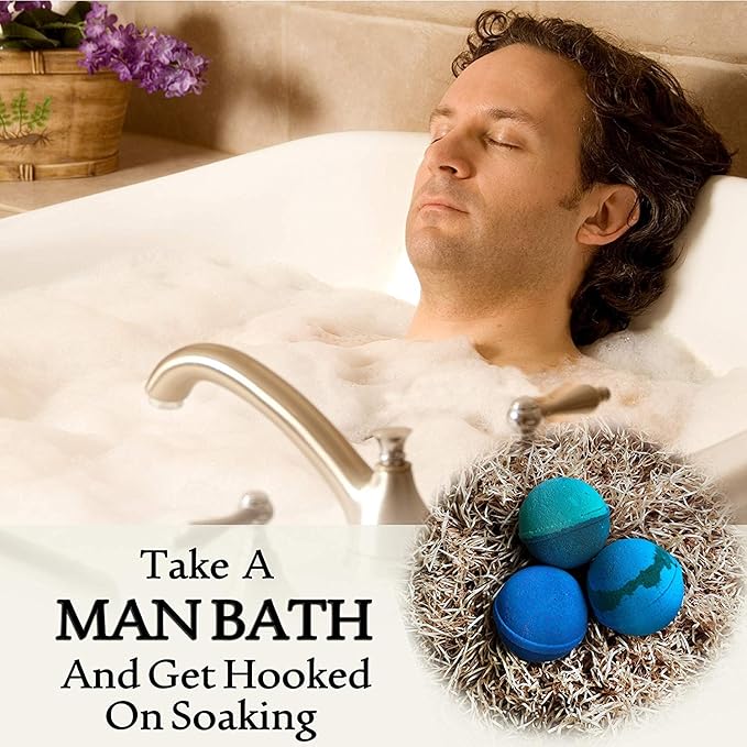 Men's Bath Bombs Gift Set. 24 Therapeutic Shea Bath Bombs for Men! Large Spa Fizzers with Moisturizing & Essential Oils. Aromatherapy Bath Bomb Set Makes Best Gift Set for Men, Husband, Boyfriend etc